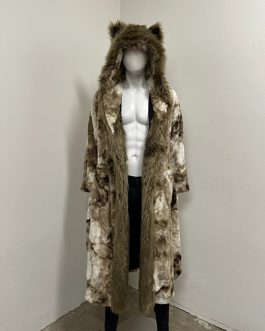*One Of A Kind* Classic Long Faux Fur Coat | Cocoa Wolf - Medium