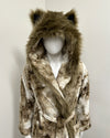 *One Of A Kind* Classic Long Faux Fur Coat | Cocoa Wolf - Medium