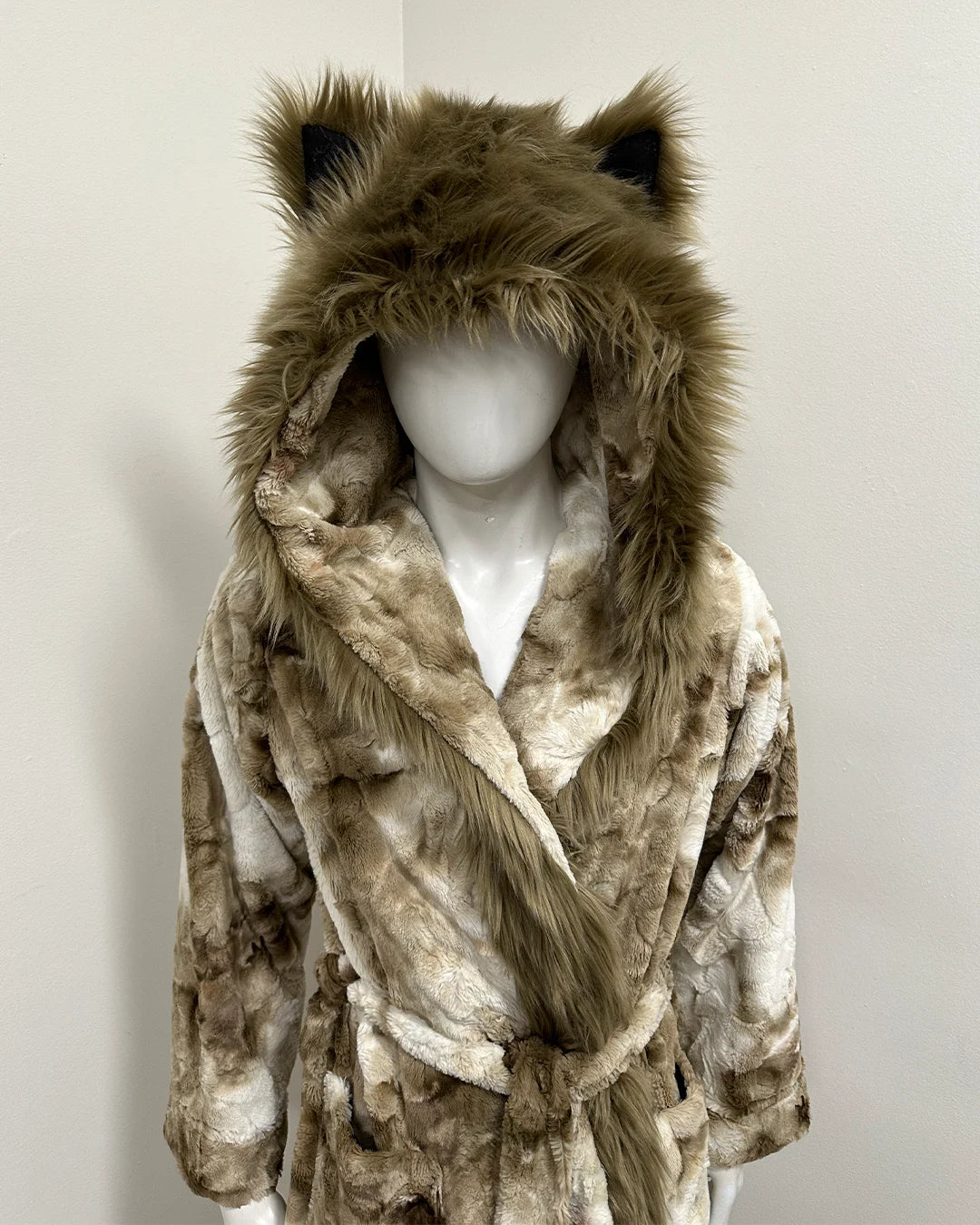 *One Of A Kind* Classic Long Faux Fur Coat | Cocoa Wolf - Medium