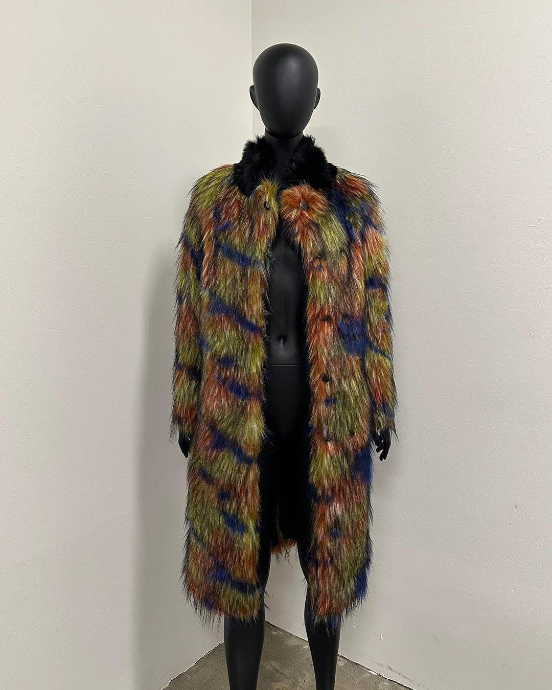 *Almost Purfect* Long Faux Fur Coat | Parrot - X-Small