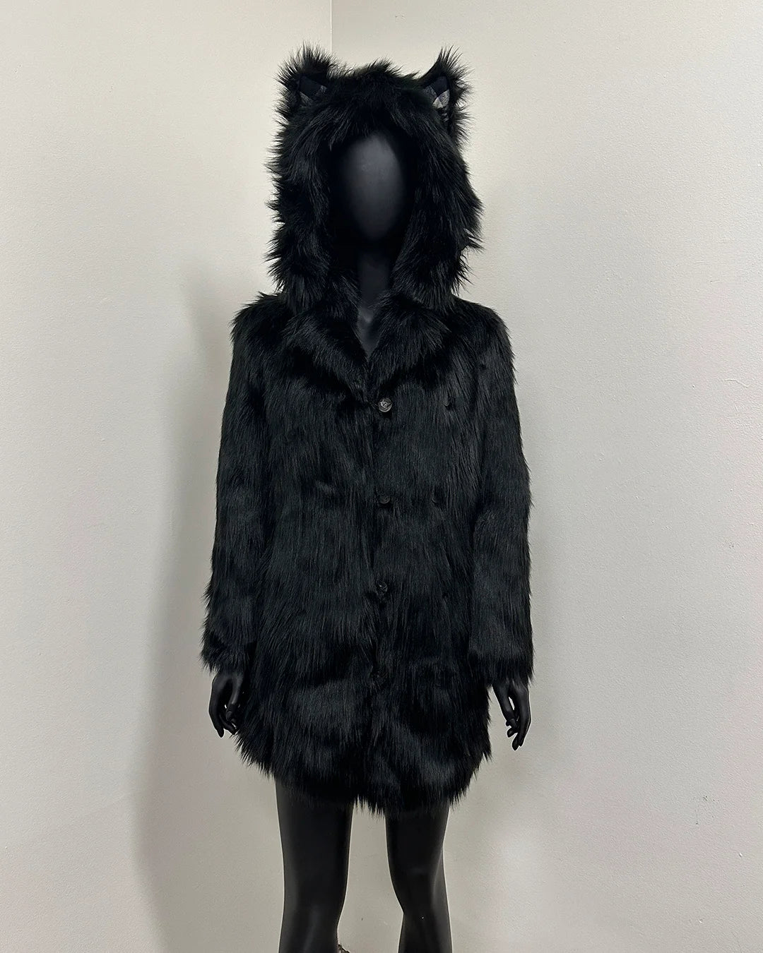 *Almost Purfect* Classic Faux Fur Coat | Black Wolf Plaid - X-Small
