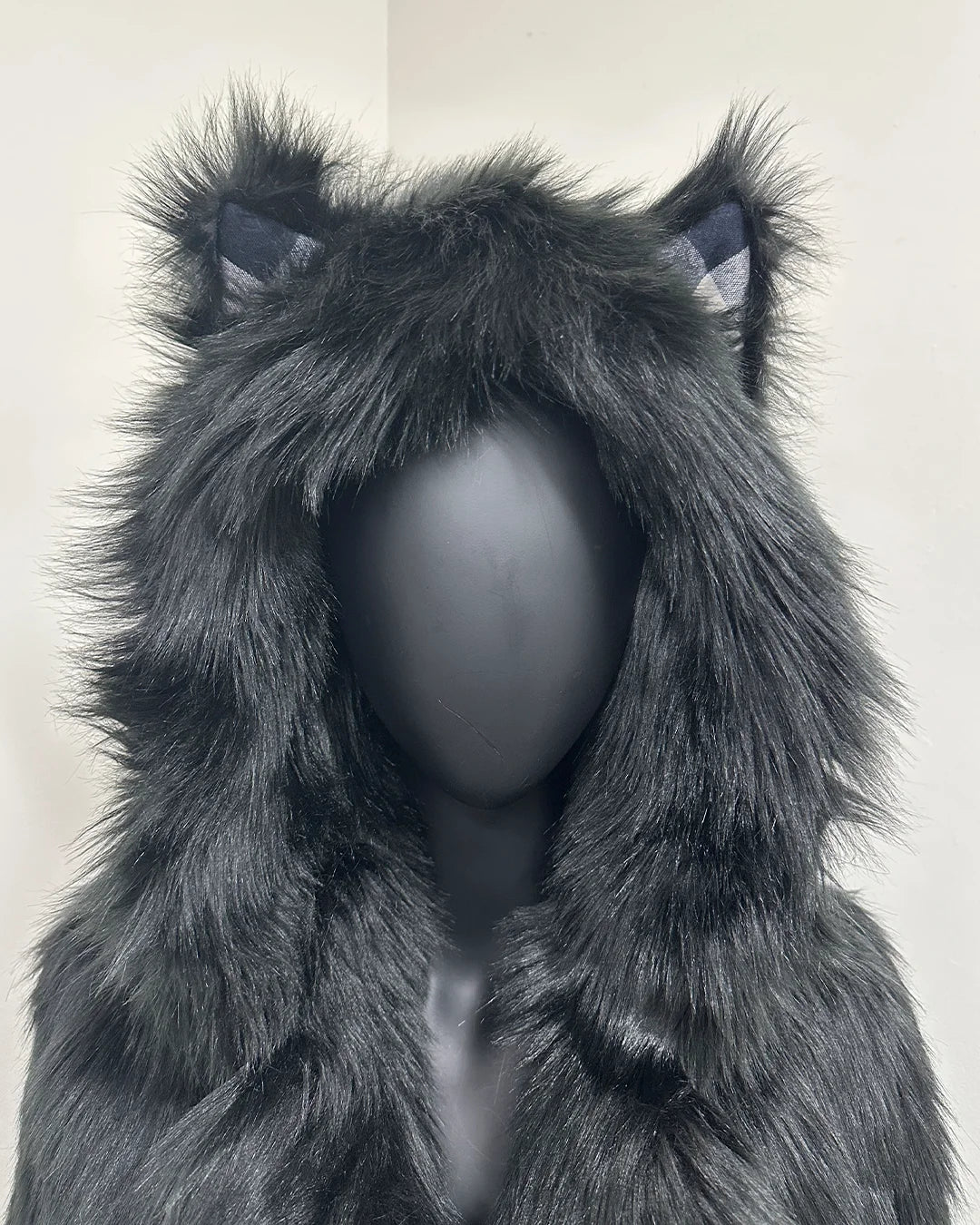*Almost Purfect* Classic Faux Fur Coat | Black Wolf Plaid - X-Small