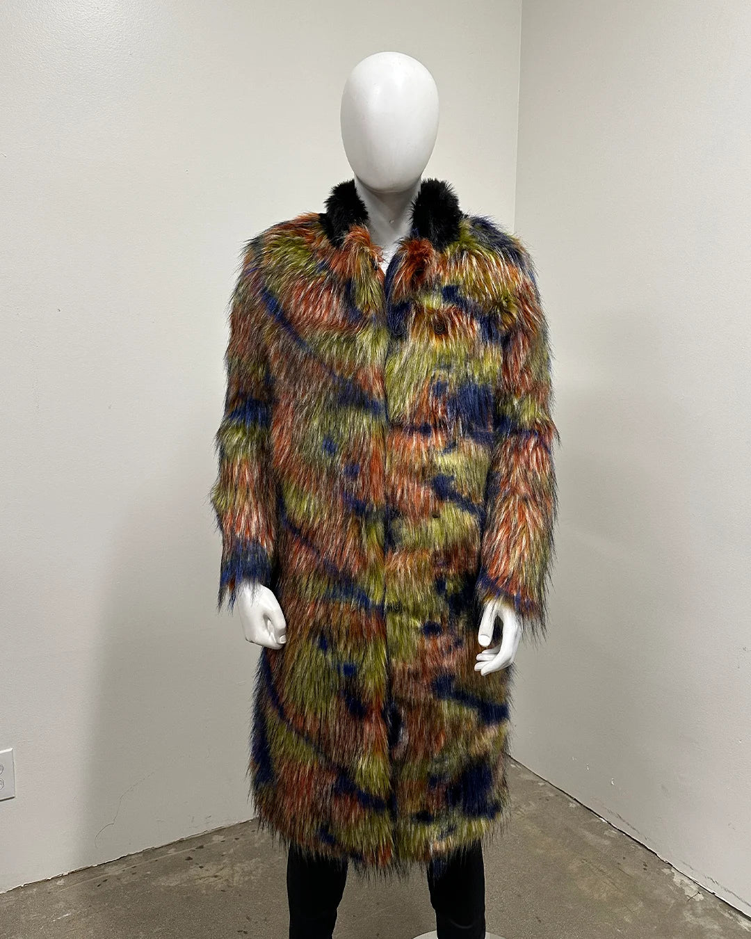 *Almost Purfect* Long Faux Fur Coat | Parrot - Medium