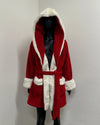 *Last Stock* Hooded Women's Luxury Red Robe | Christmas Kitten - Medium