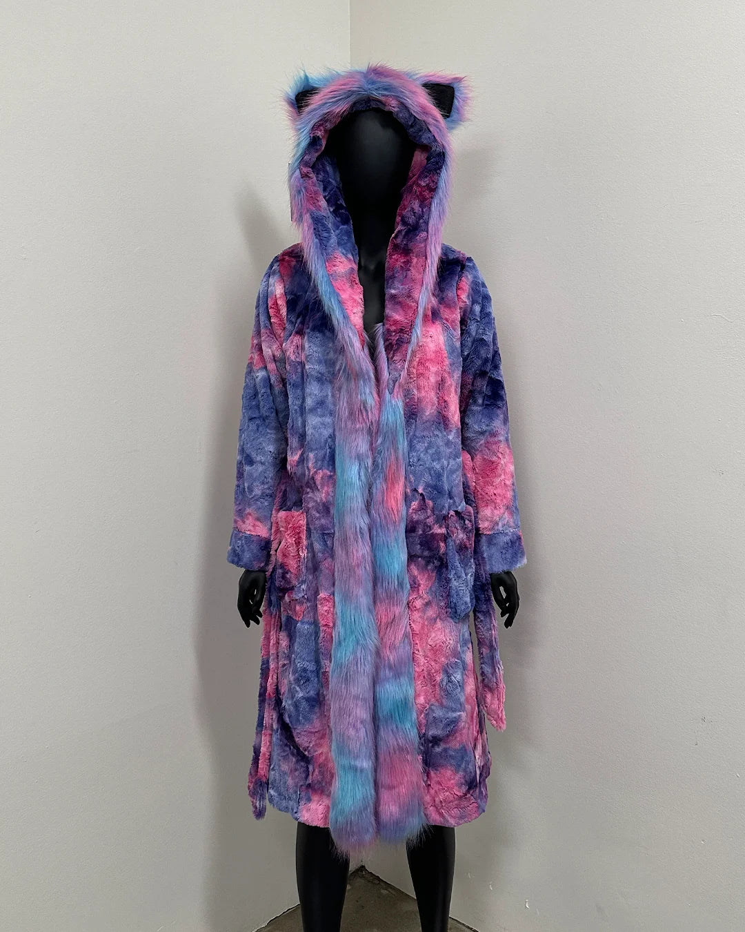 *Sample* Classic Long Faux Fur Coat | Cotton Candy Kitty -XSmall