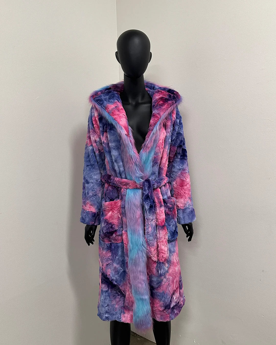 *Sample* Classic Long Faux Fur Coat | Cotton Candy Kitty -XSmall