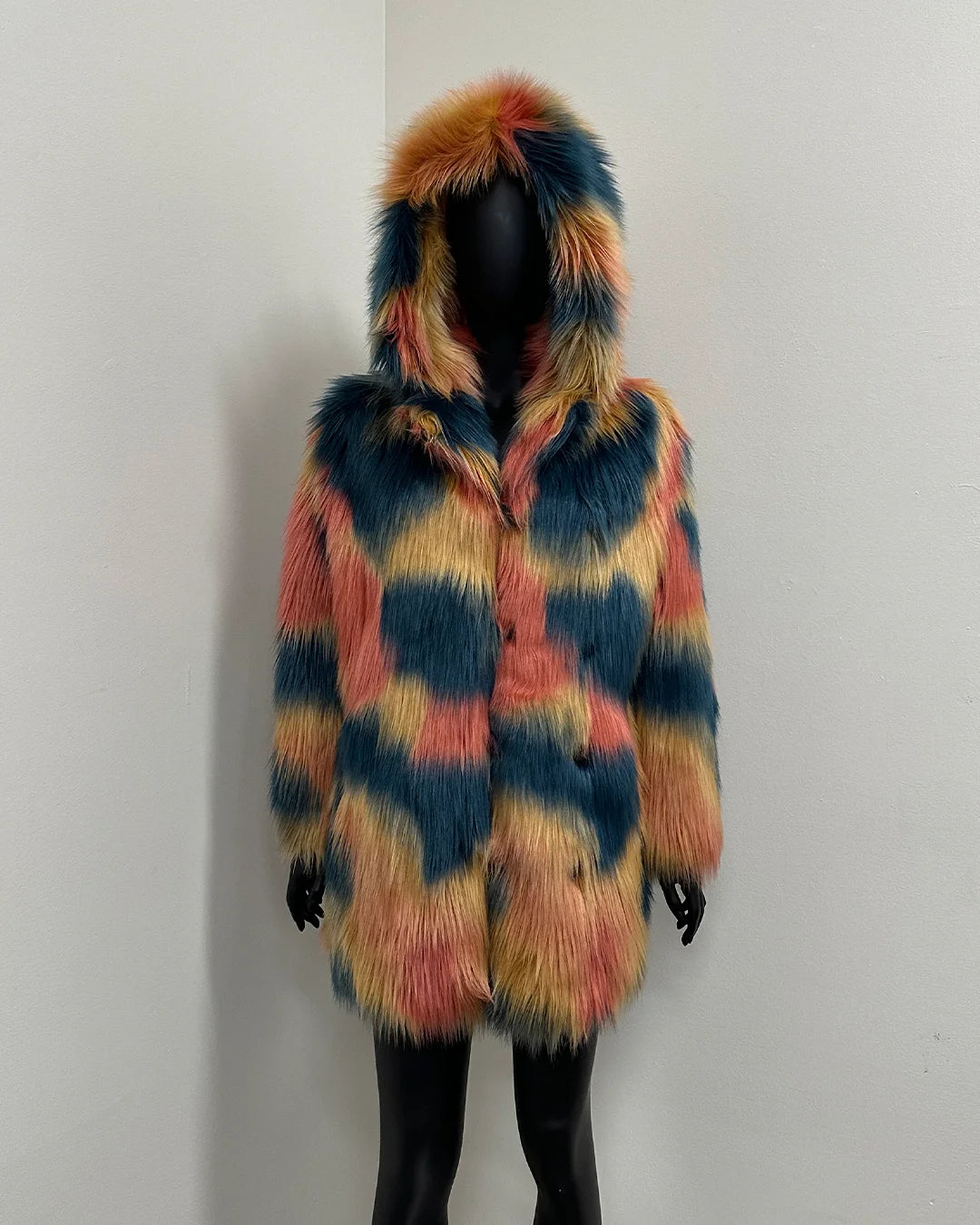 *Sample* Hooded Faux Fur Coat | American Swallow - XSmall