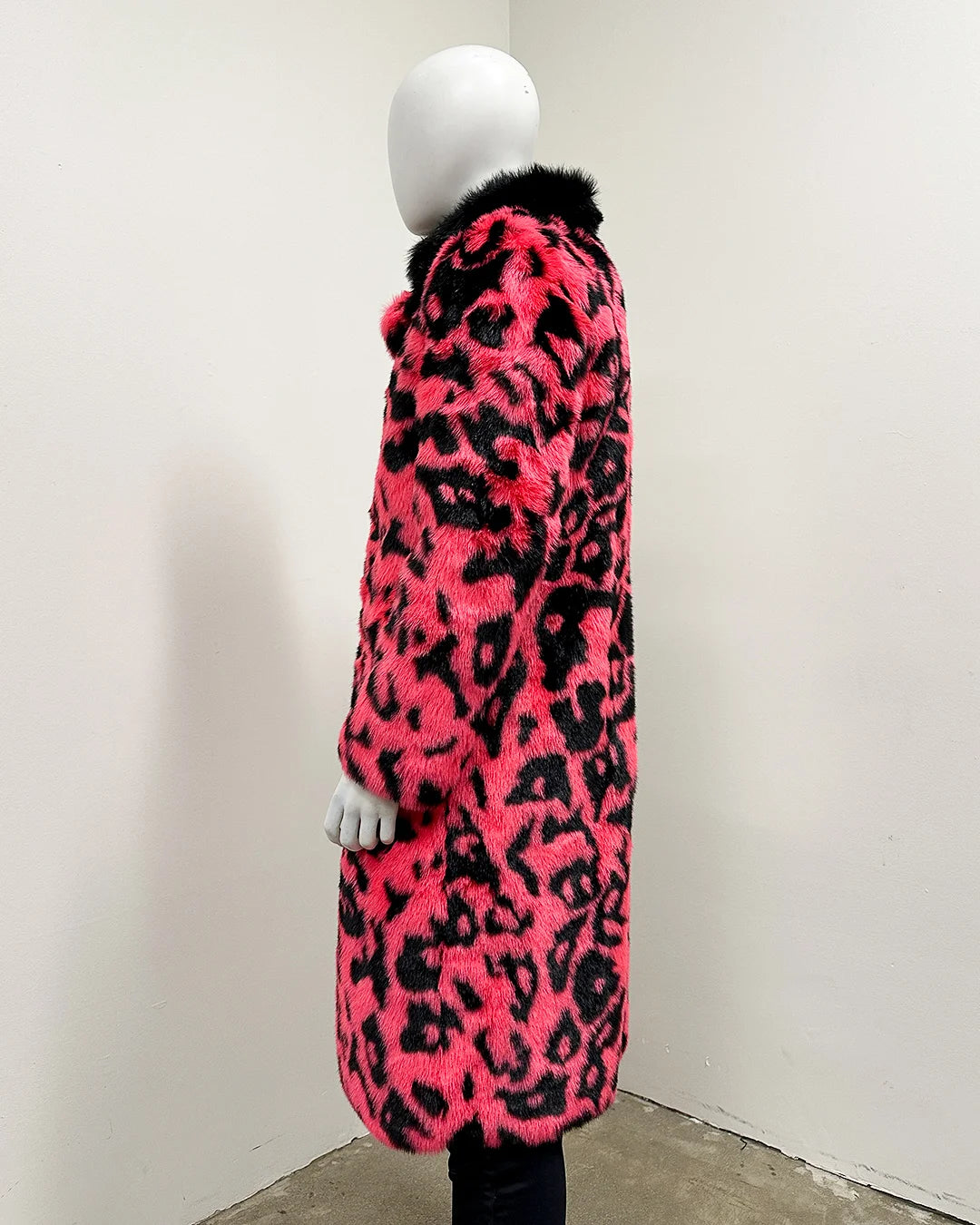 *One of a Kind* Long Faux Fur Coat | Pink Panther - Medium
