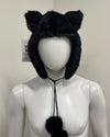 *One Of A Kind* Classic Faux Fur Half Hood with Sequin Patch | Black Panther