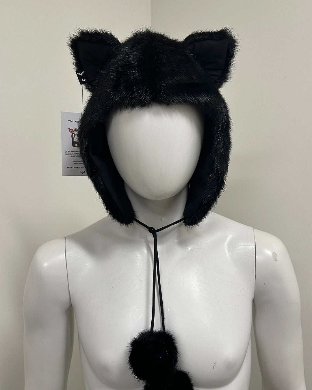 *One Of A Kind* Classic Faux Fur Half Hood with Sequin Patch | Black Panther