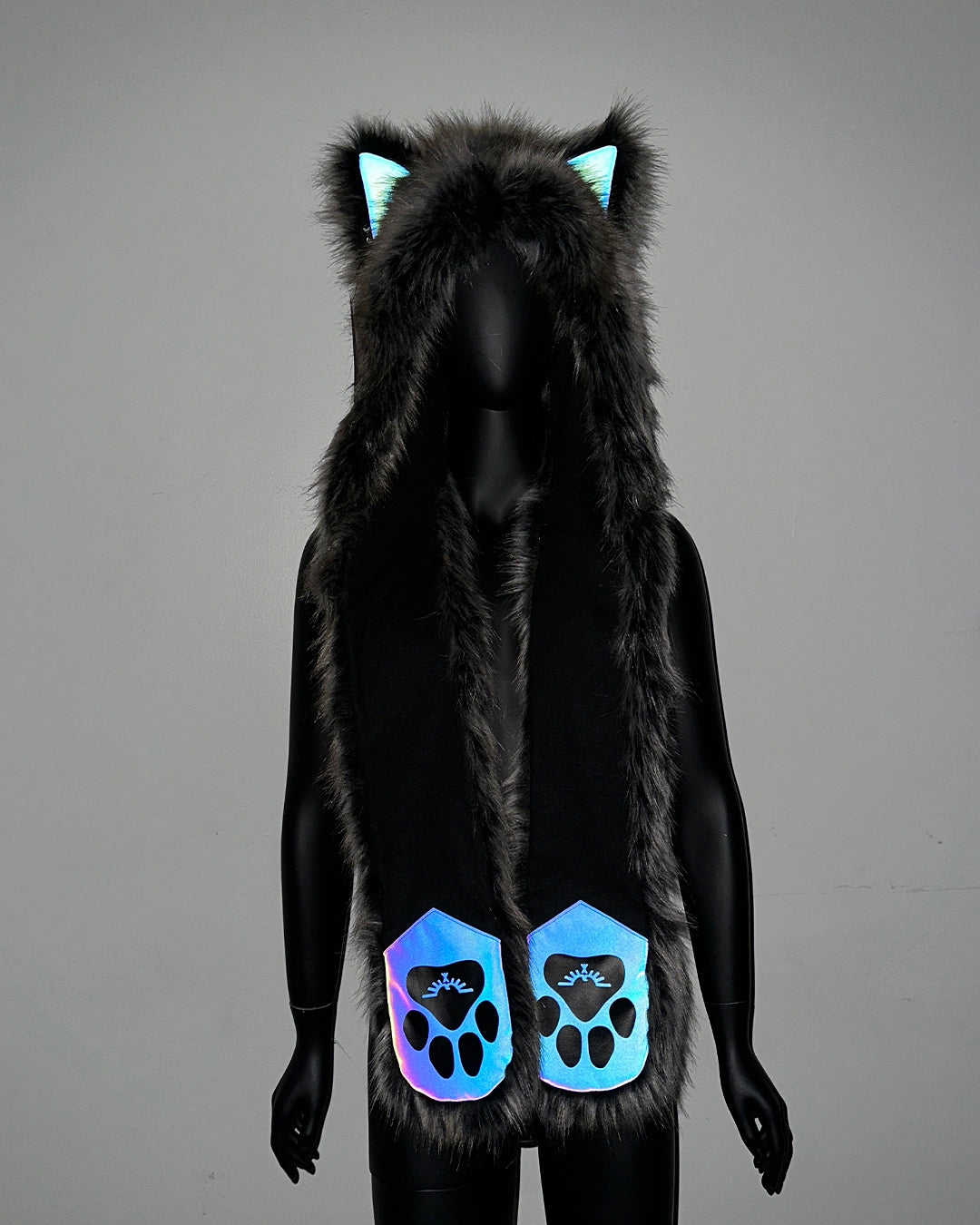 *One Of A Kind* Reflective Faux Fur Hood | Grey Wolf