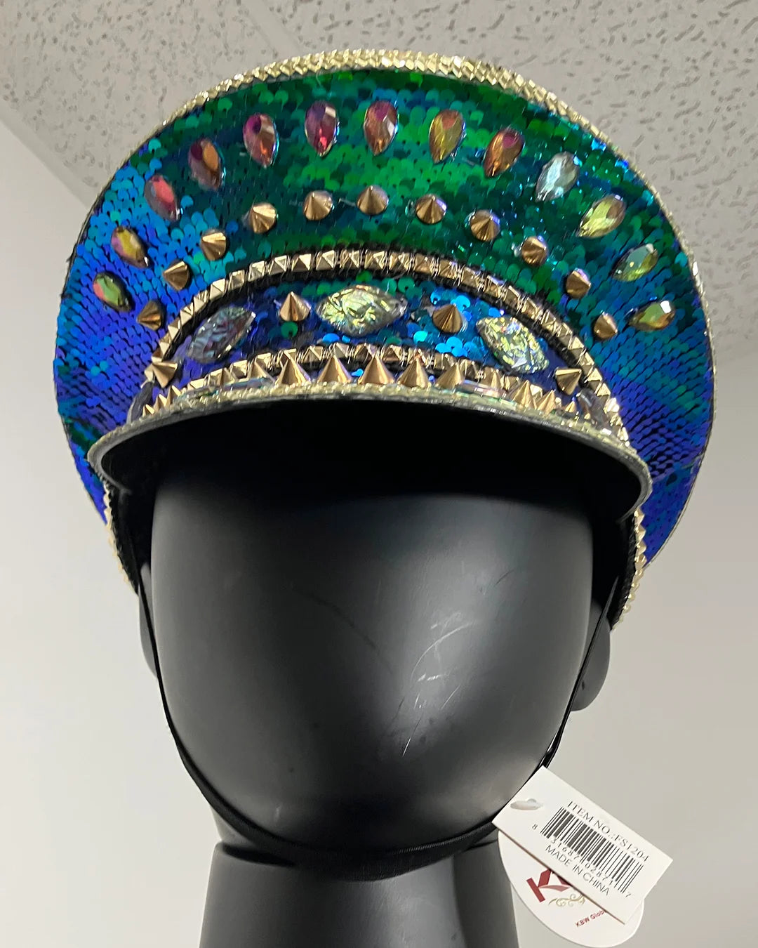 *Almost Purfect* Festival Hat - Captain Hat | Sequin Blue Green Hummingbird
