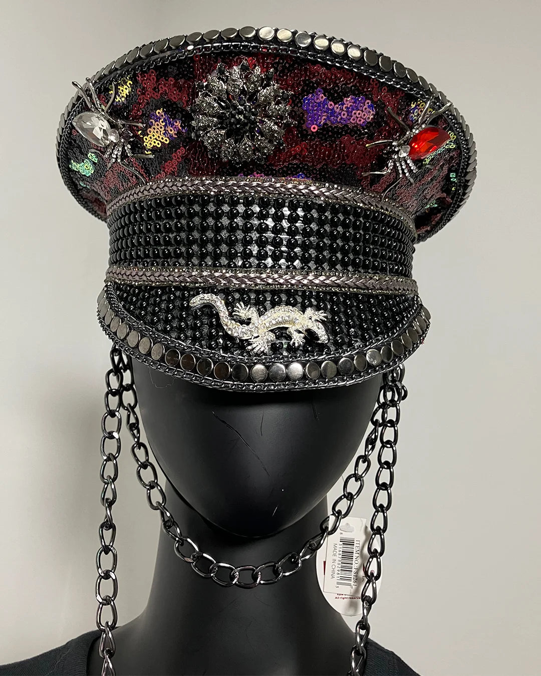 *Almost Purfect* Festival Hat - Captain Hat | Red Sequin Leopard