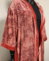 *Sample* Hooded Burnout Velvet Kimono | Rose Crocodile S-M