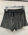 *Sample* Women's Black Velvet Shorts | Black Snakeskin - SMALL