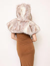 Back View of Timber Wolf Collector Faux Fur Shawl