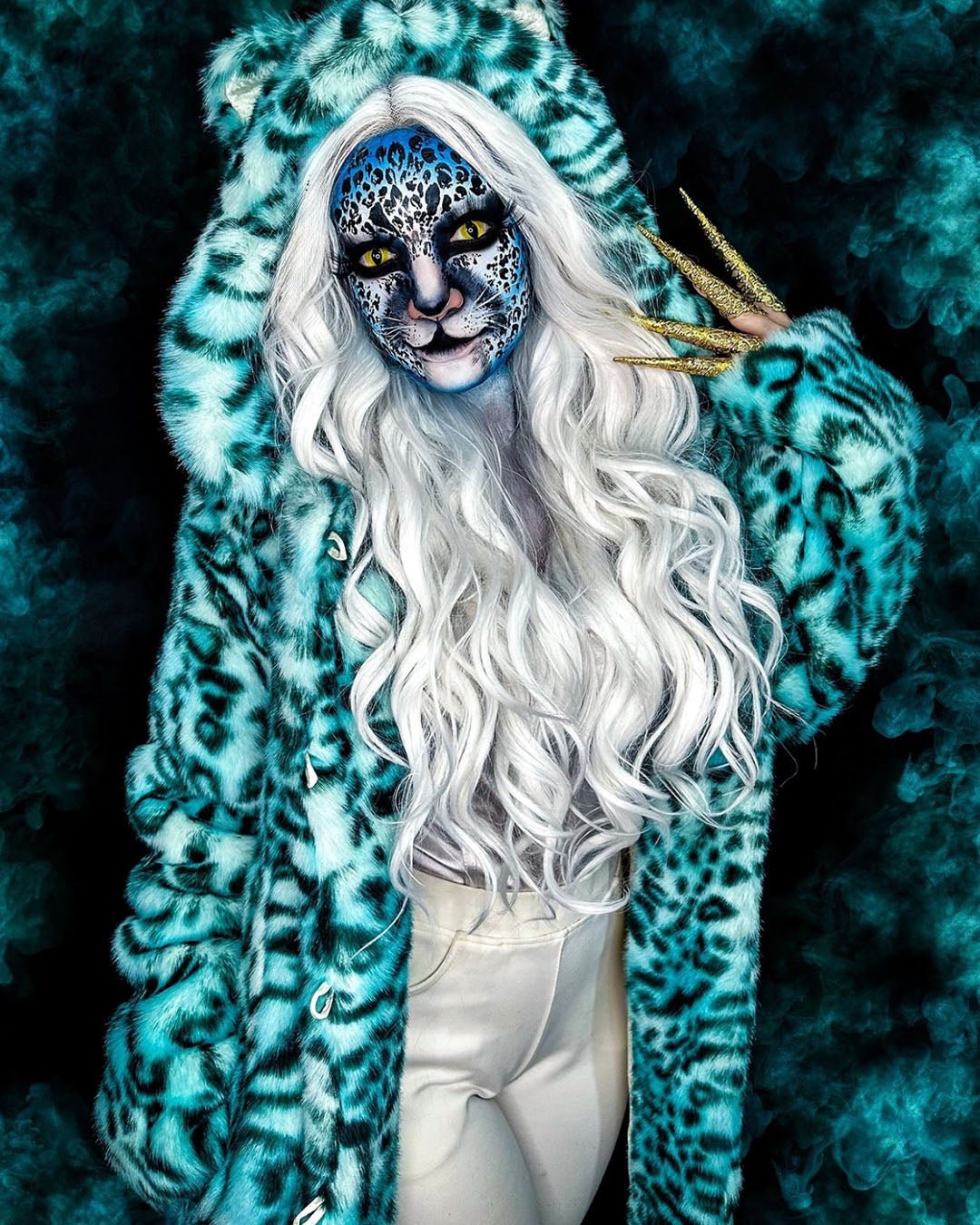 Aqua faux fur coat on sale