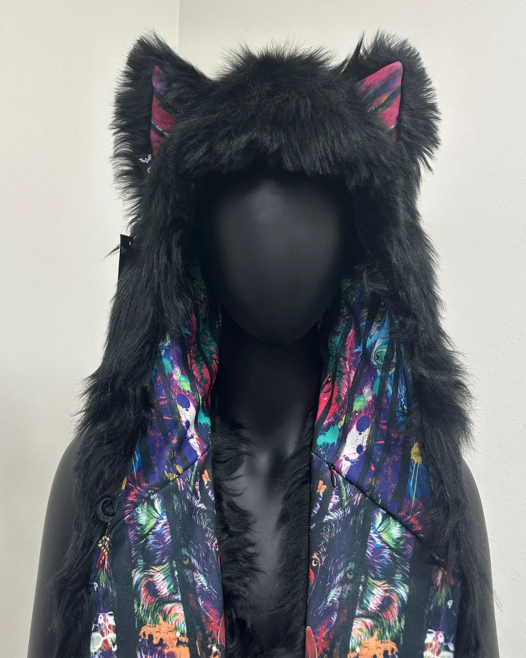 *Last Stock* Artist Edition Bart Cooper Faux Fur SpiritHood | Black Wolf