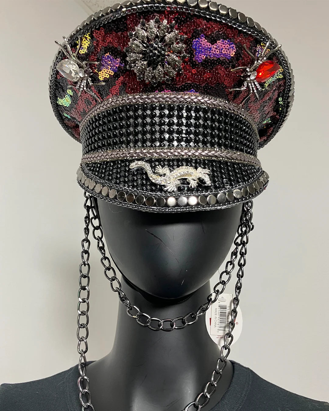 *Almost Purfect* Festival Hat - Captain Hat | Red Sequin Leopard