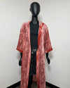 *Sample* Hooded Burnout Velvet Kimono | Rose Crocodile S-M