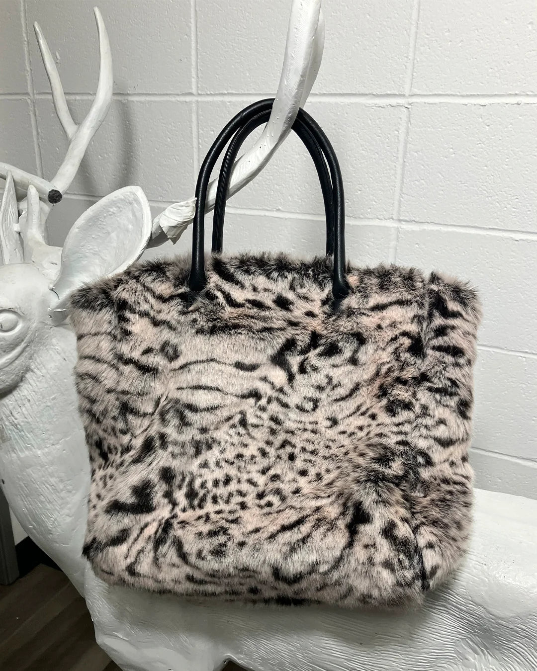 *Sample* Faux Fur Tote Bag | White Tiger