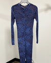 *Sample* Women's Burnout Velvet Full Bodysuit | Indigo Feline - LARGE