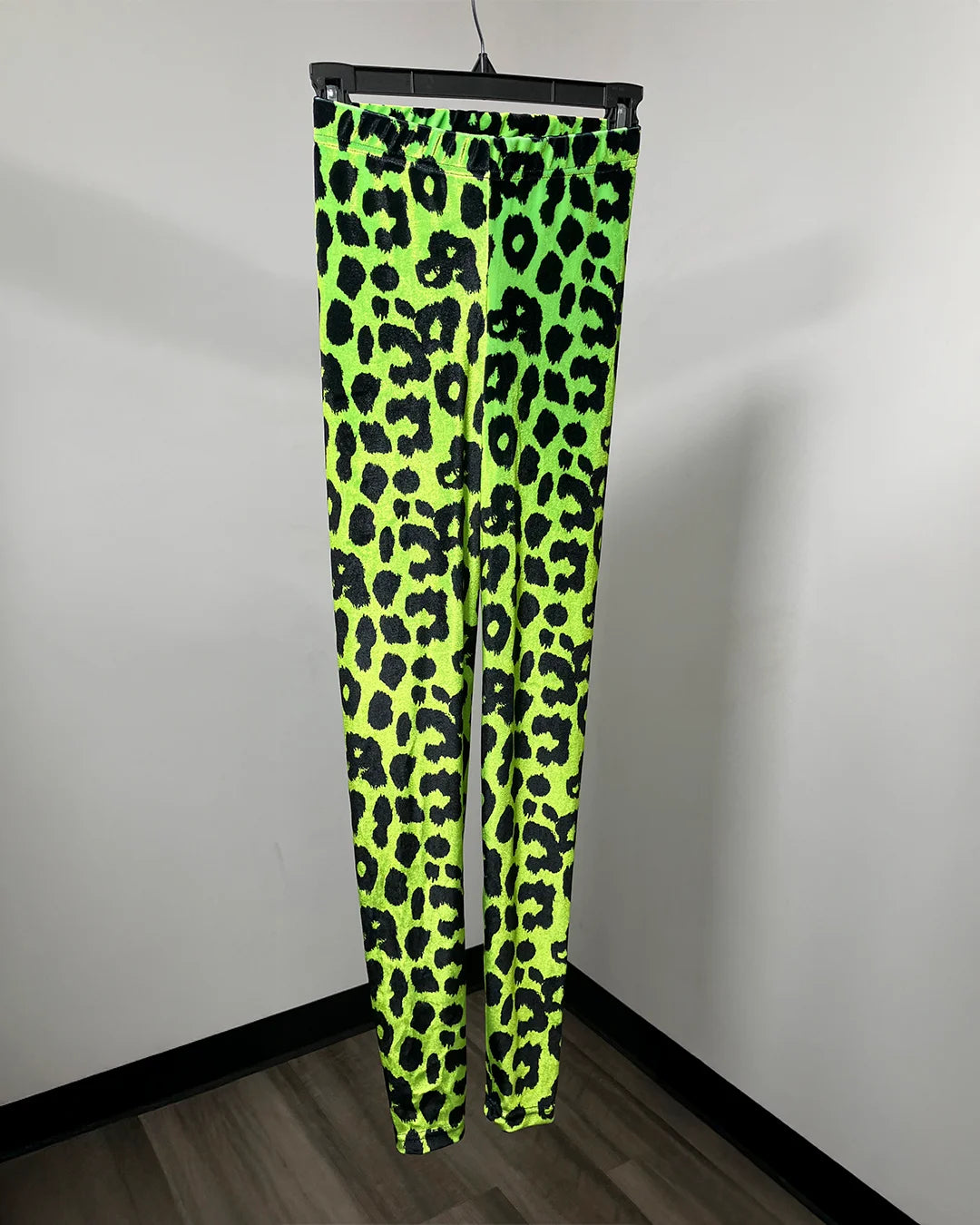*Last Stock* Velvet Leggings | Neon Green Leopard - X-SMALL