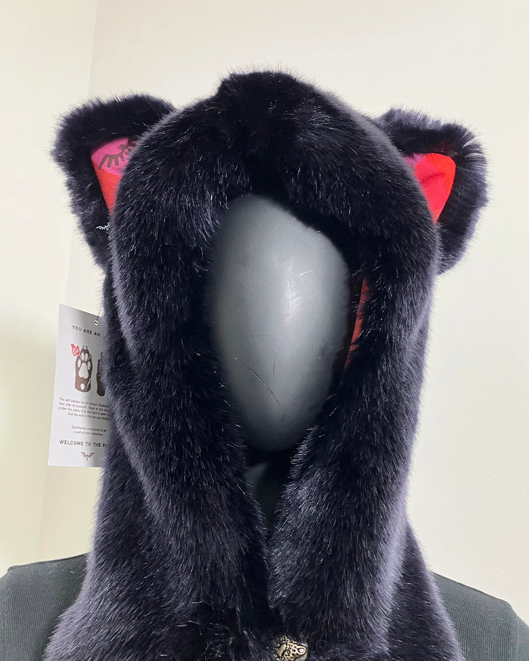*One Of A Kind/Proto-Sample* Navy Luxe Faux Fur Hood | Indigo Tartan Kitty
