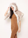 Women's Timber Wolf Collector Hooded Faux Fur Shawl