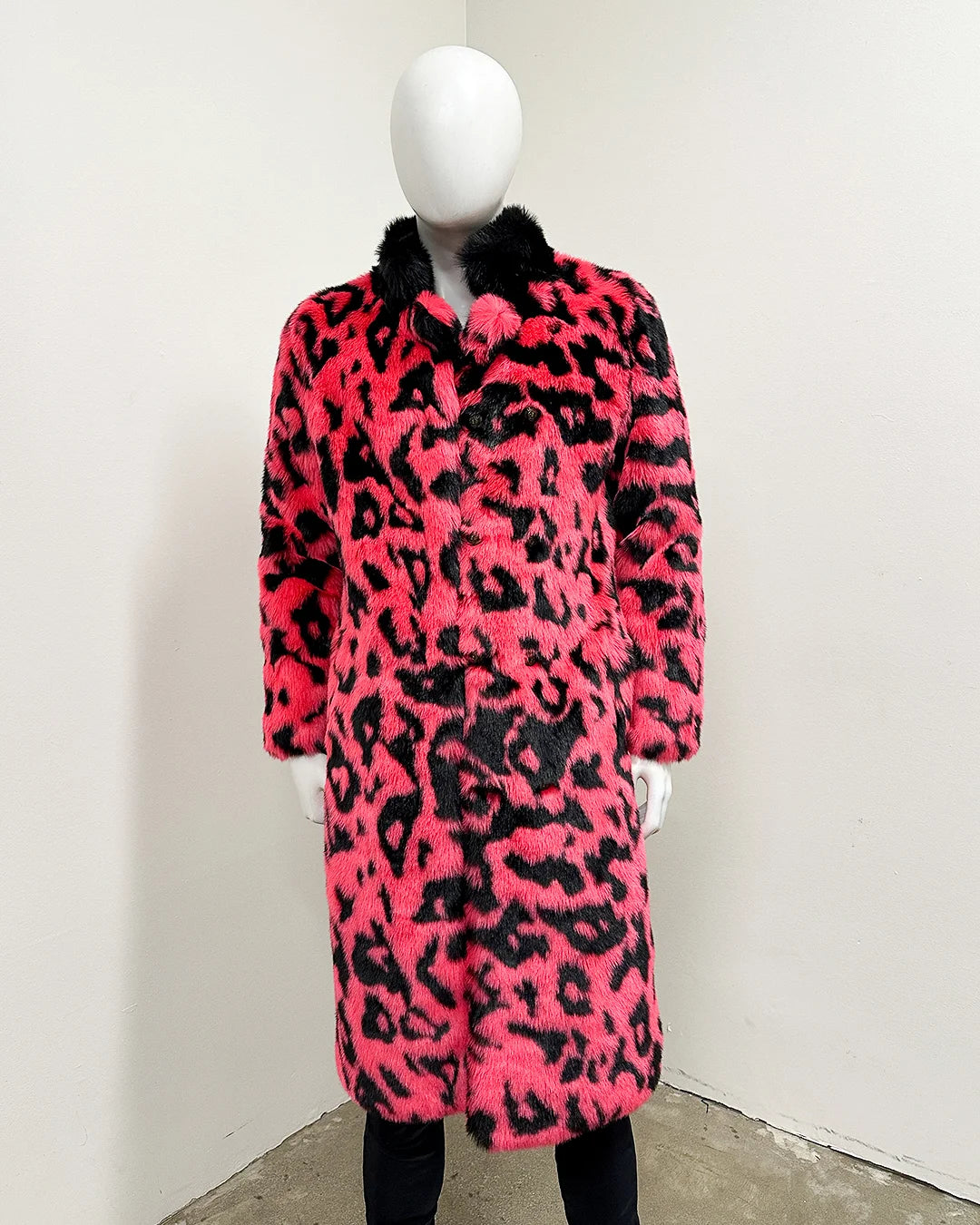 *One of a Kind* Long Faux Fur Coat | Pink Panther - Medium