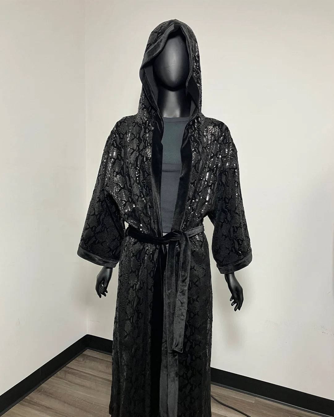 *Sample* Sequin Kimono | Black Snakeskin