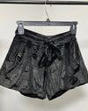 *Sample* Women's Black Velvet Shorts | Black Snakeskin - SMALL