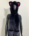 *One Of A Kind/Proto-Sample* Navy Luxe Faux Fur Hood | Indigo Tartan Kitty