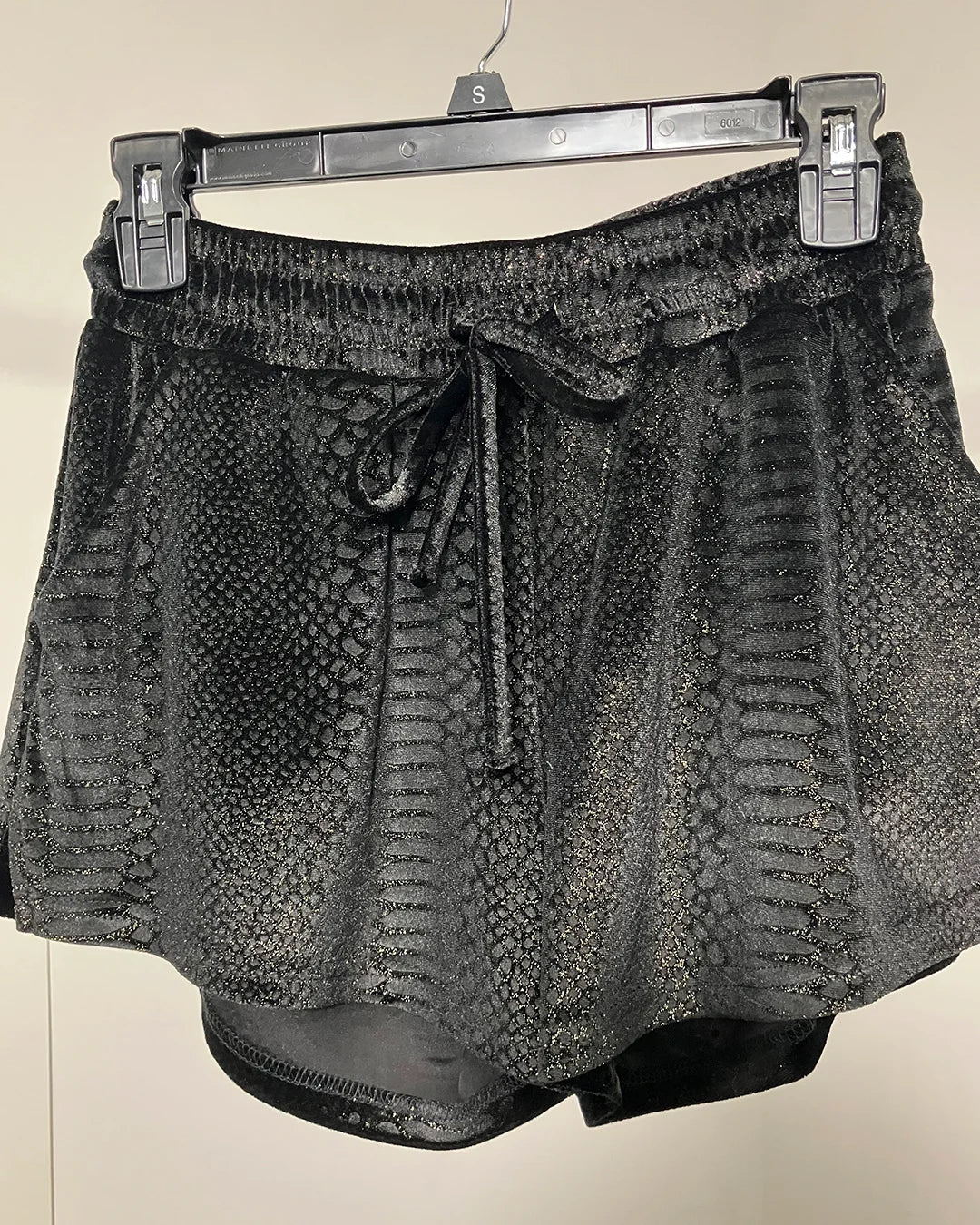 *Almost Purfect* Black Snakeskin Velvet Shorts - SMALL