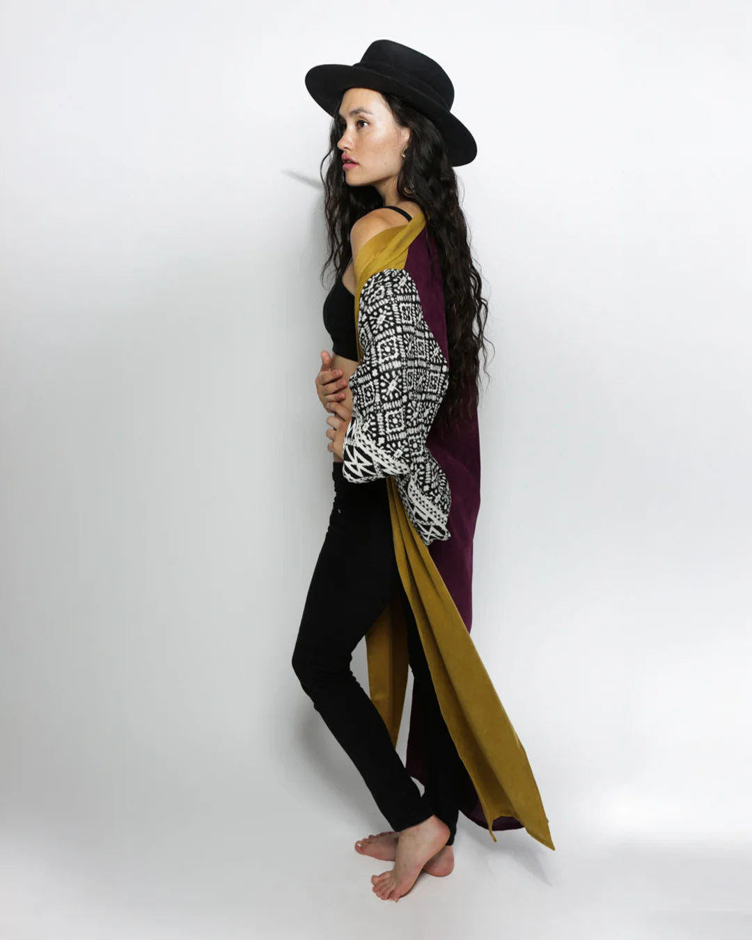 Unisex Kimono | Color Blocked Yellow & Purple