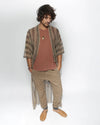 Unisex Kimono | Brown Striped Sheer