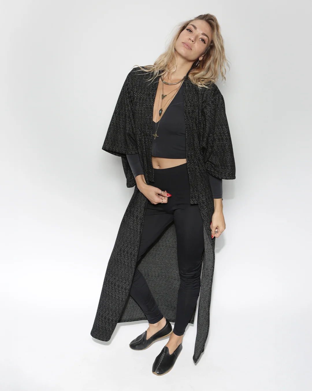 Unisex Kimono | Herringbone Black