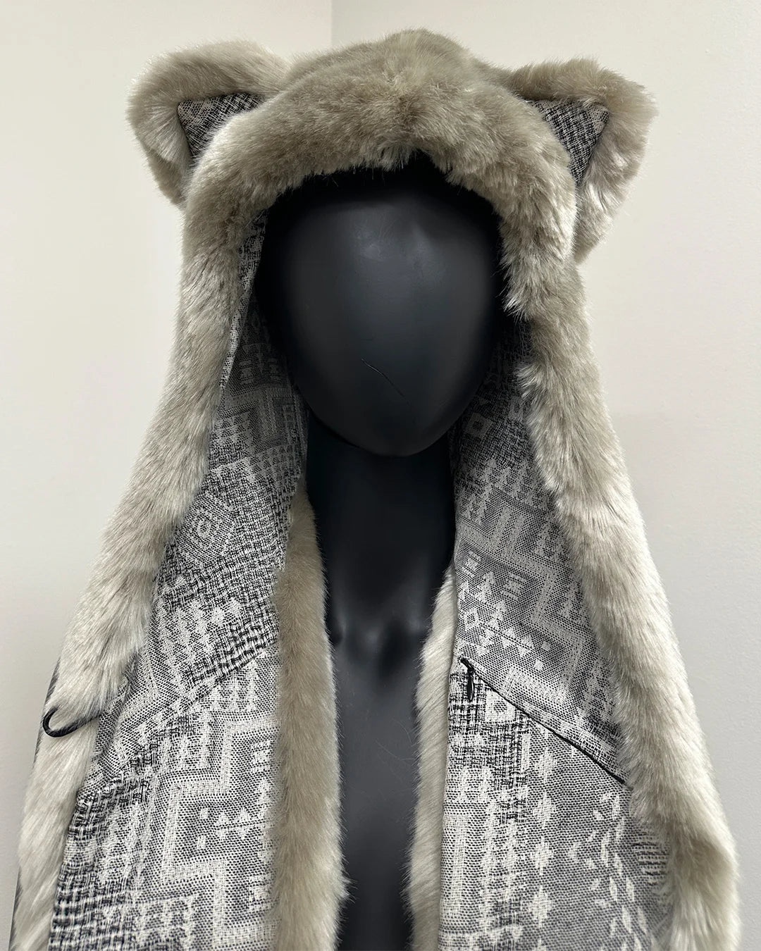 *Sample* Limited Edition Luxe Faux Fur SpiritHood | Silver Cat