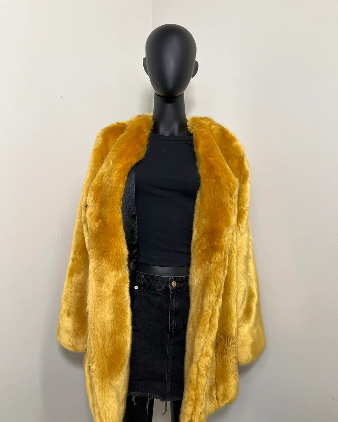 *Last Stock* C.E. V-Neck Luxe Faux Fur Coat | Golden Wolf - XLARGE