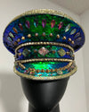 *Almost Purfect* Festival Hat - Captain Hat | Sequin Blue Green Hummingbird