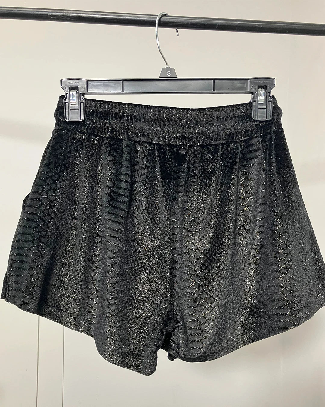*Almost Purfect* Black Snakeskin Velvet Shorts - SMALL