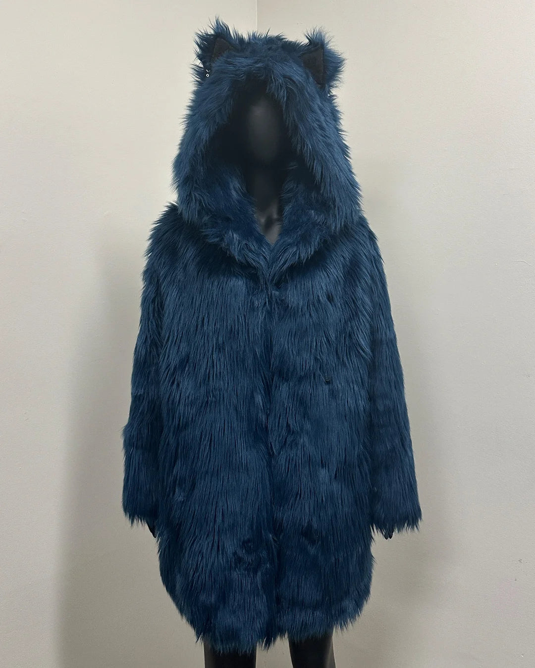 *Sample* Classic Blue Faux Fur Coat | Water Wolf - Medium