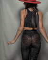 Sheer velvet leopard print leggings for women.