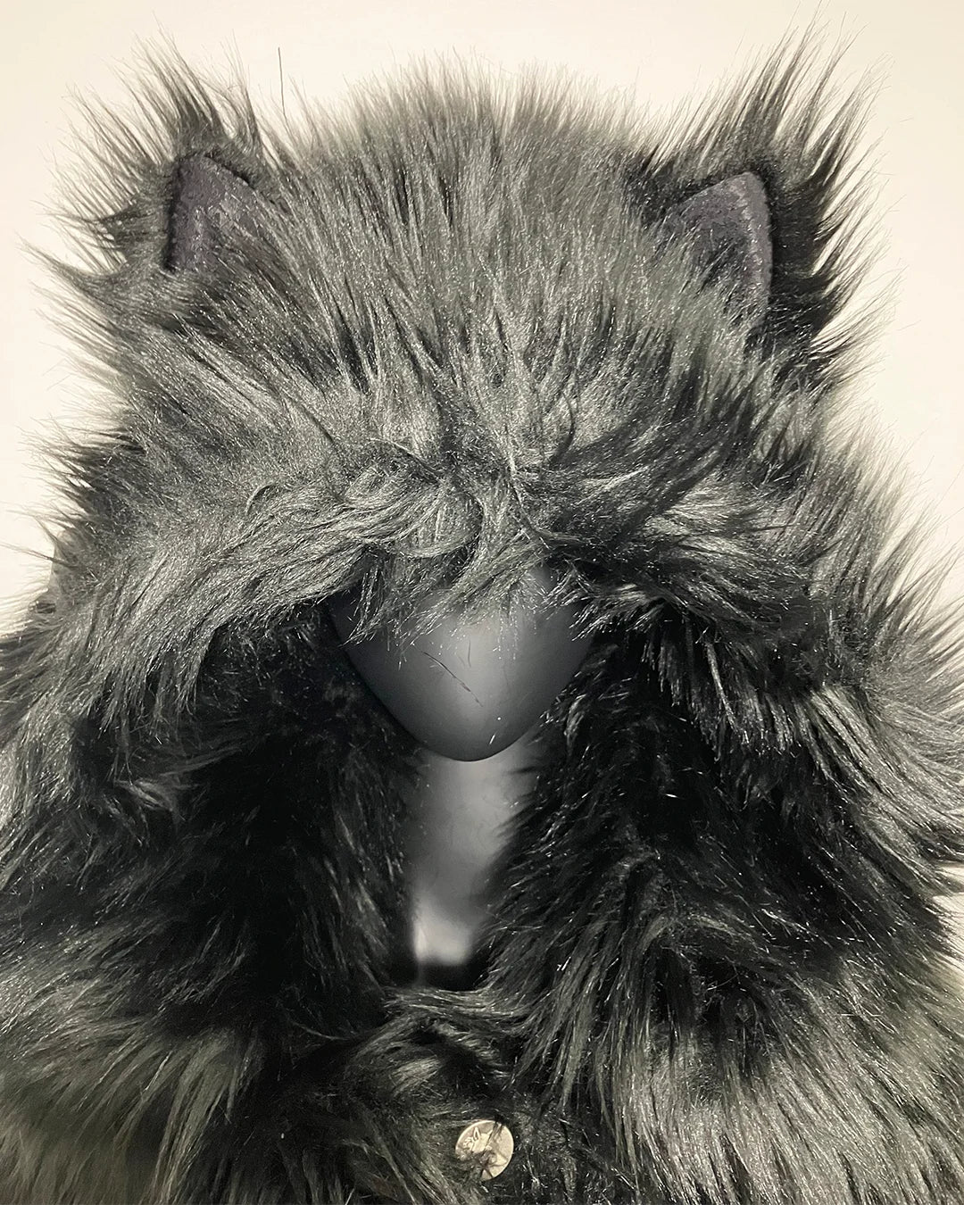 *Sample* Classic Faux Fur Coat | Black Wolf - MEDIUM
