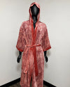 *Sample* Hooded Burnout Velvet Kimono | Rose Crocodile S-M