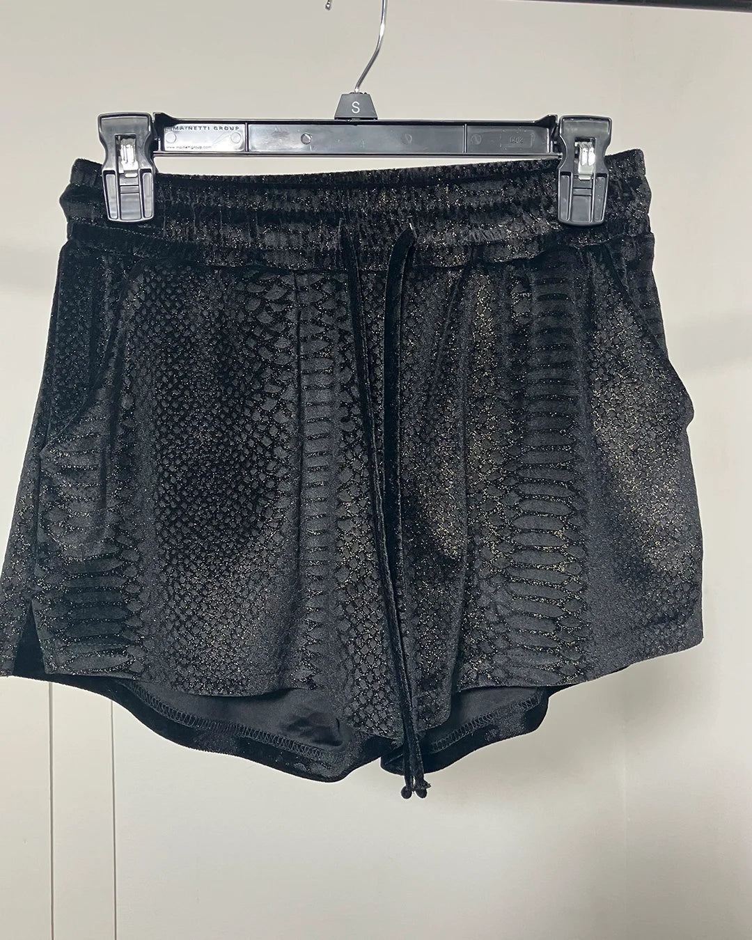*Almost Purfect* Black Snakeskin Velvet Shorts - SMALL