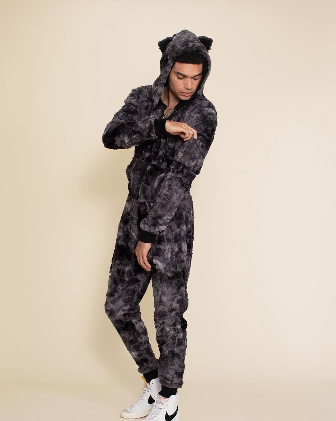 Embrace Comfort with Shark Classic Faux Fur Onesie Men s SpiritHoods