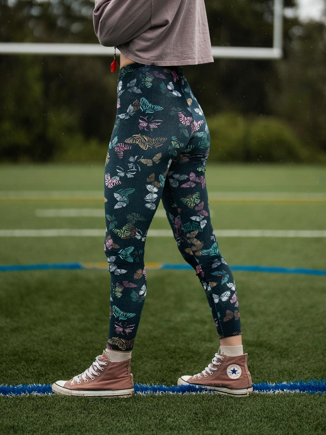 Woman wearing Butterfly Velvet SpiritHoods Leggings