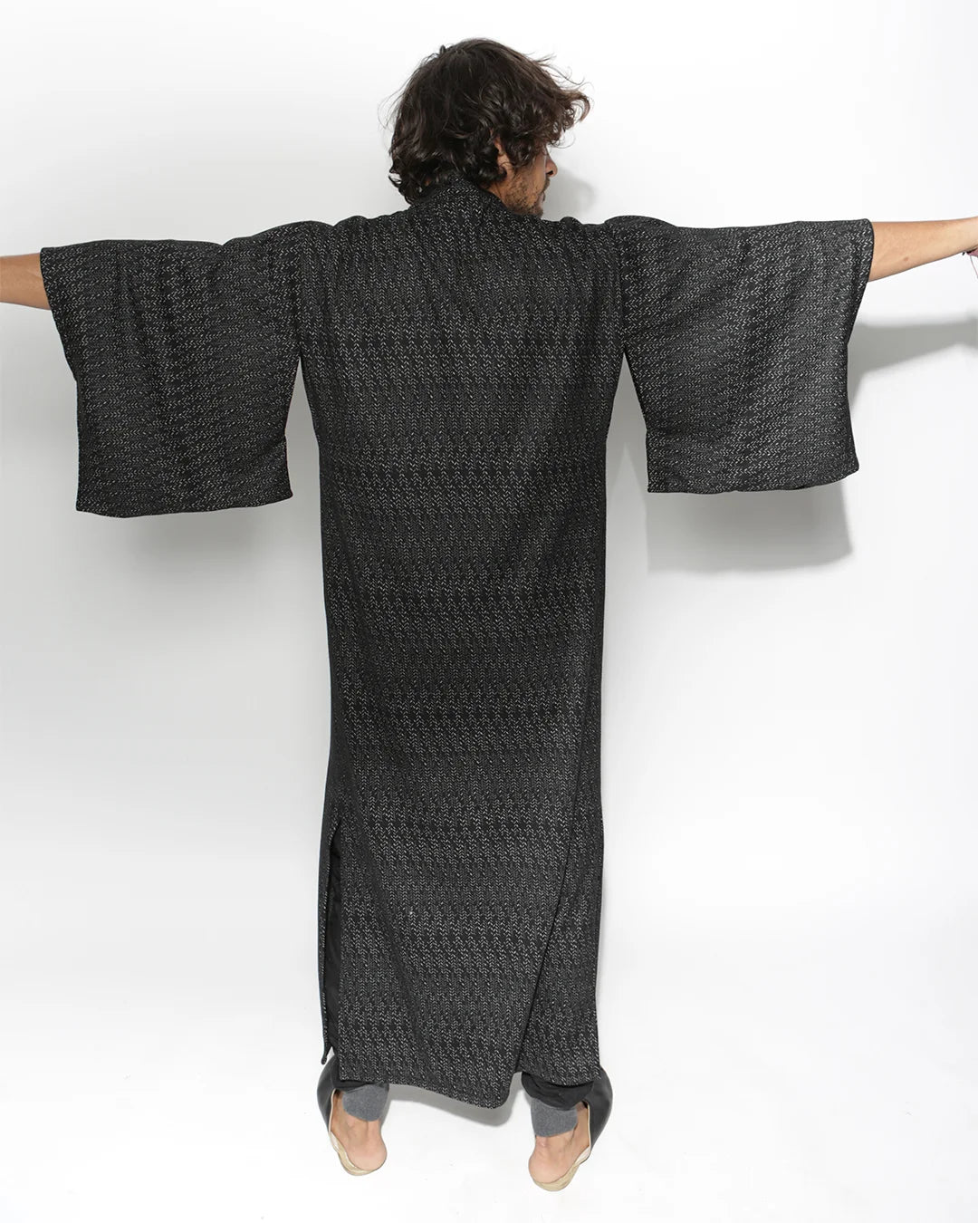 Unisex Kimono | Herringbone Black
