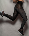 Black high-waisted leopard print leggings for women.